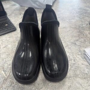 Henry Ferrera Black Glossy Women's Ankle Rain Booties